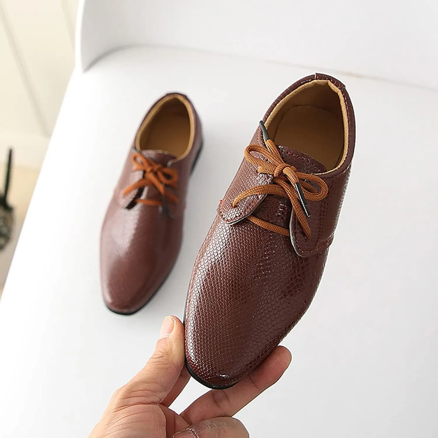 Kids Boys Latin Dance Shoes Lace-up Profession Ballroom Tango Performance Standard British Modern Dancing Shoes