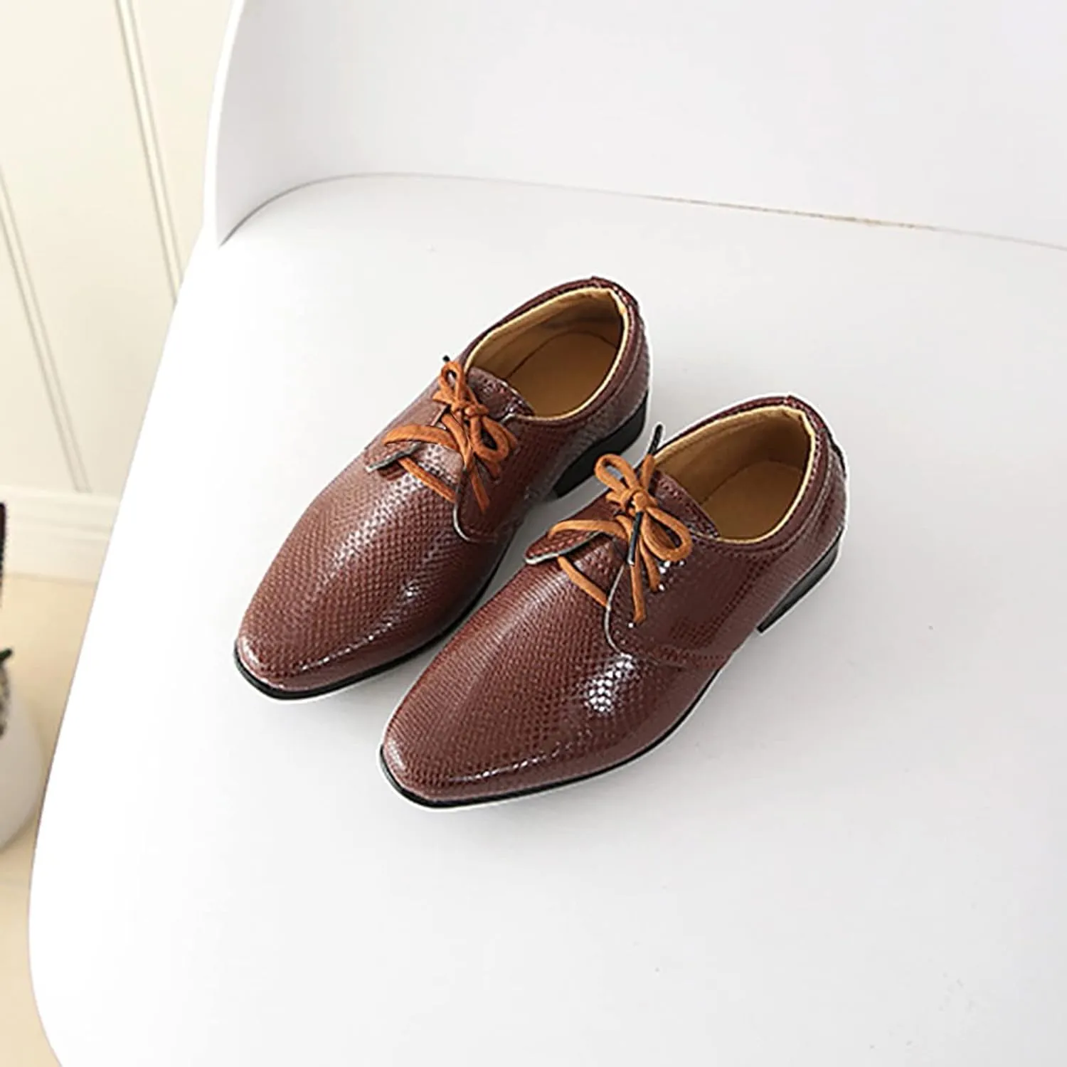 Kids Boys Latin Dance Shoes Lace-up Profession Ballroom Tango Performance Standard British Modern Dancing Shoes
