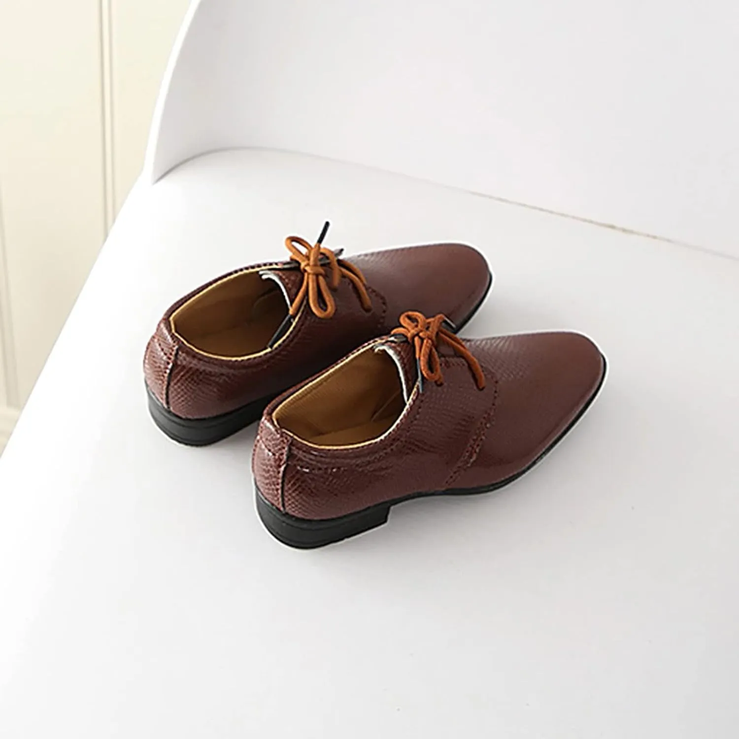 Kids Boys Latin Dance Shoes Lace-up Profession Ballroom Tango Performance Standard British Modern Dancing Shoes