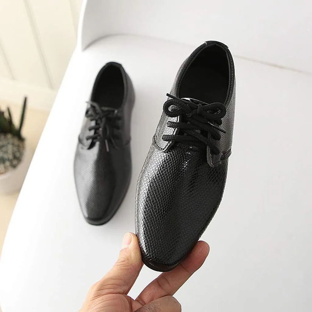 Kids Boys Latin Dance Shoes Lace-up Profession Ballroom Tango Performance Standard British Modern Dancing Shoes
