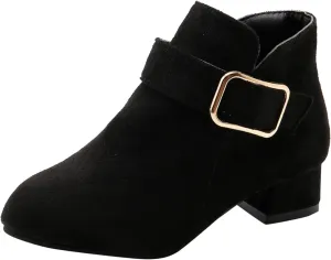 Kids Girls Ankle Boots Chunky Low Block Heel Short Dress Booties Pointed Toe Cut V Short Booties Winter Shoes