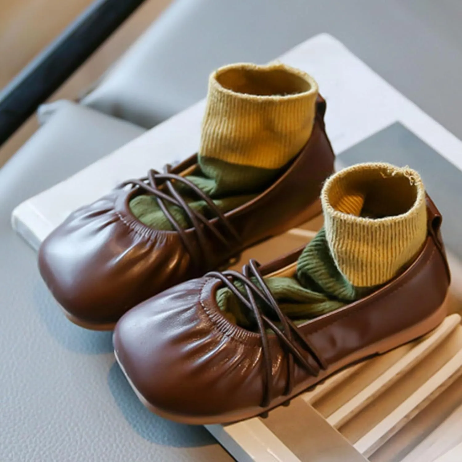 Kids Girls Shoes Spring/Autumn Solid Short Heel Alternate Tie Casual Shoes Party Birthday School baby girls' clothing