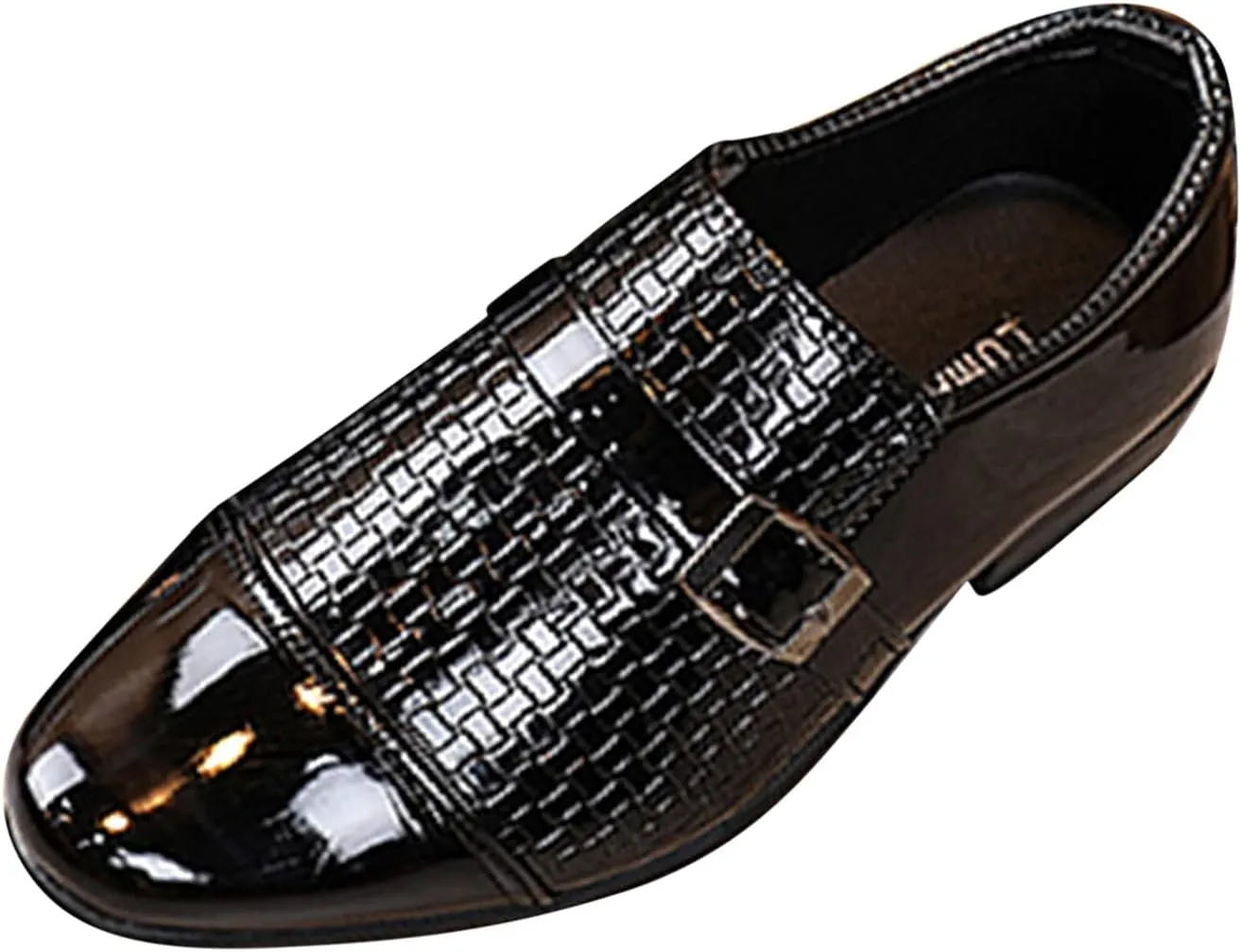 Kids Oxfords Shoes Boys Comfortable Dress Shoes Classic Shinny Uniform School Booties (Toddlers/Little Kids/Big Kids)