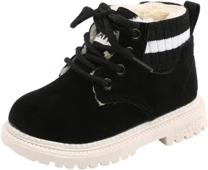 Kids Winter Boots Boys Girls Short Boots Kids Outdoor Waterproof Hiking Ankle Boots Soft Fuzzy Non-Slip Snow Boots