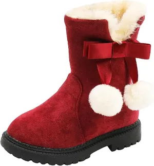 Kids Winter Boots Girls Boots Kids Winter Faux Fur Warm Snow Ankle Boots Non Slip Warm Comfortable Cute Walking Shoes