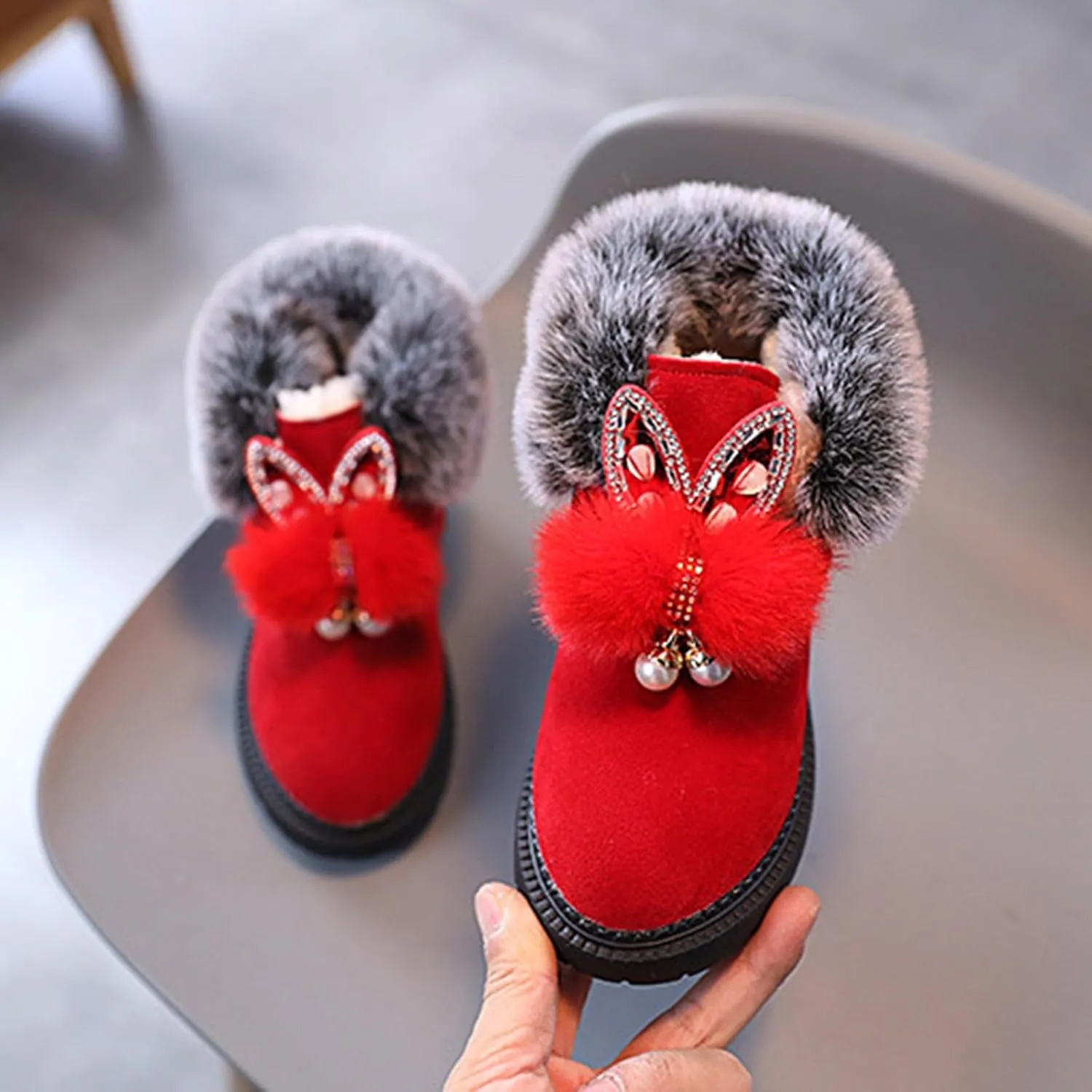 Kids Winter Boots Snow Boots for Girls Warm Winter Ankle Boots Cozy Fuzzy Non-Slip Comfortable Fashion Outdoor Boots