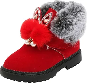 Kids Winter Boots Snow Boots for Girls Warm Winter Ankle Boots Cozy Fuzzy Non-Slip Comfortable Fashion Outdoor Boots
