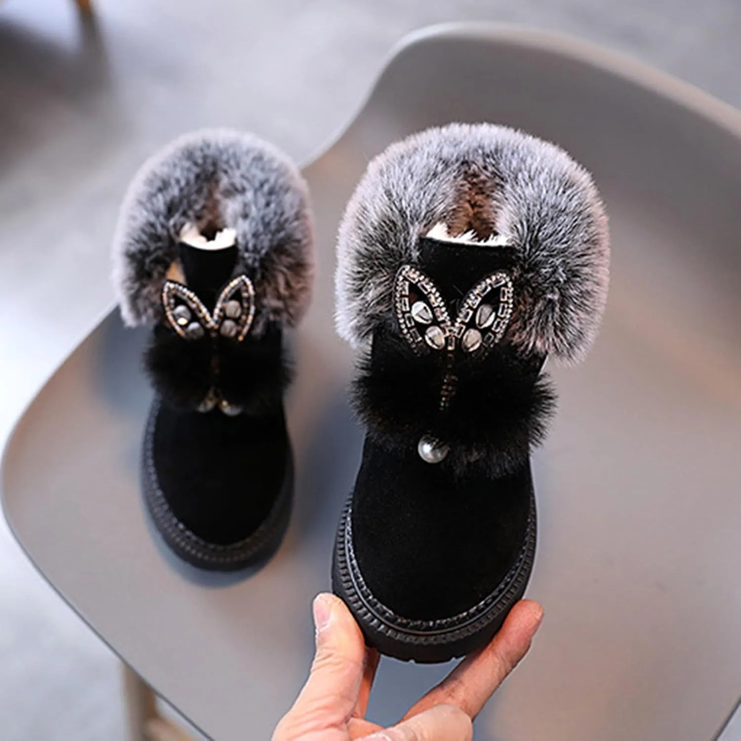 Kids Winter Boots Snow Boots for Girls Warm Winter Ankle Boots Cozy Fuzzy Non-Slip Comfortable Fashion Outdoor Boots