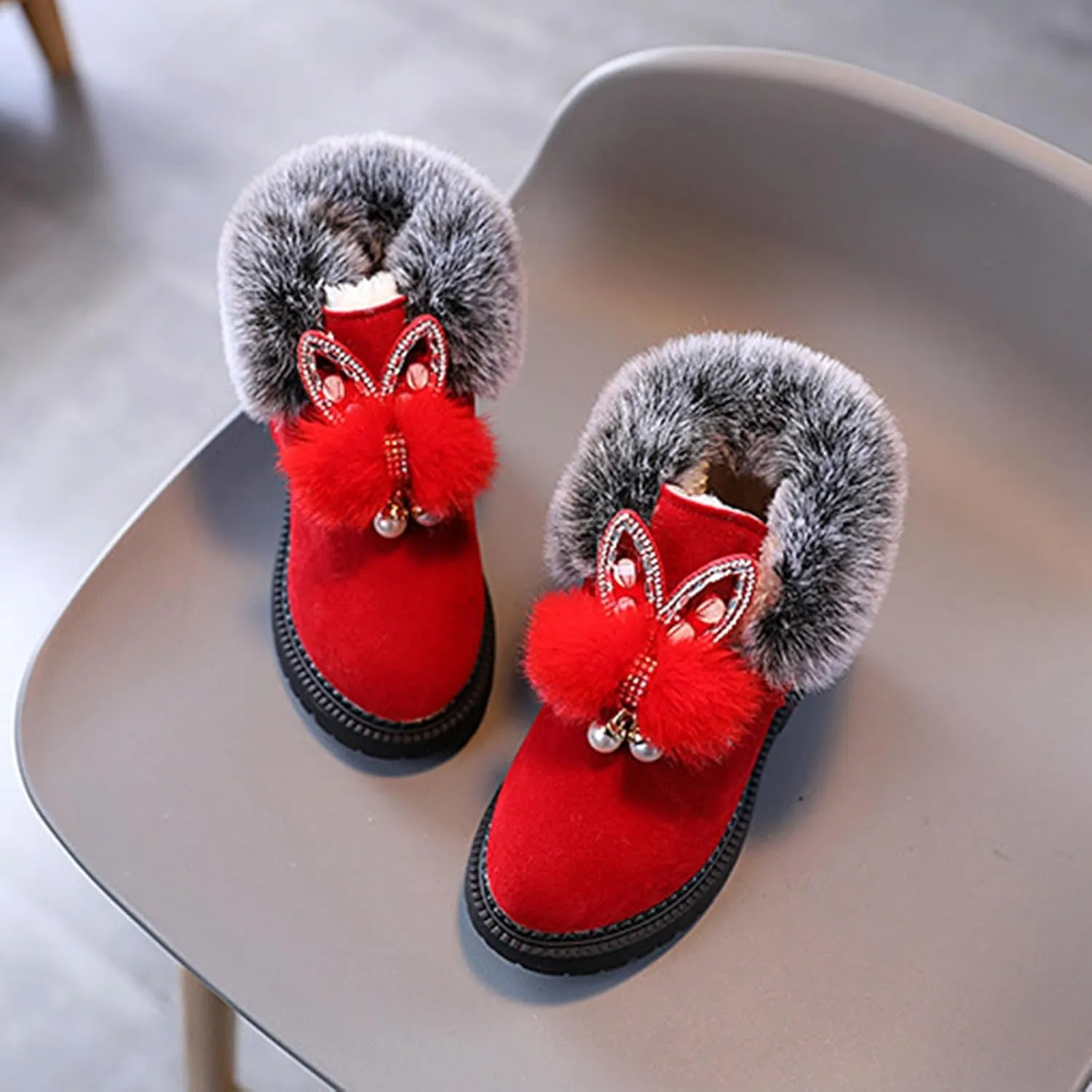 Kids Winter Boots Snow Boots for Girls Warm Winter Ankle Boots Cozy Fuzzy Non-Slip Comfortable Fashion Outdoor Boots
