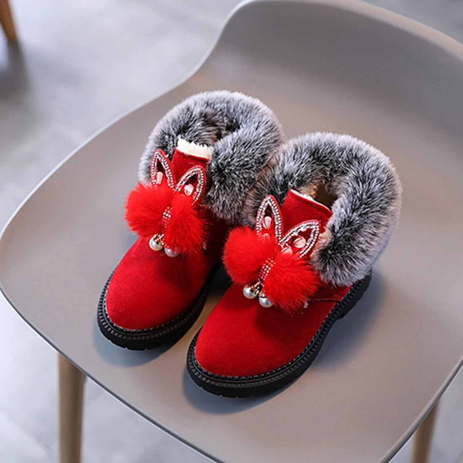 Kids Winter Boots Snow Boots for Girls Warm Winter Ankle Boots Cozy Fuzzy Non-Slip Comfortable Fashion Outdoor Boots