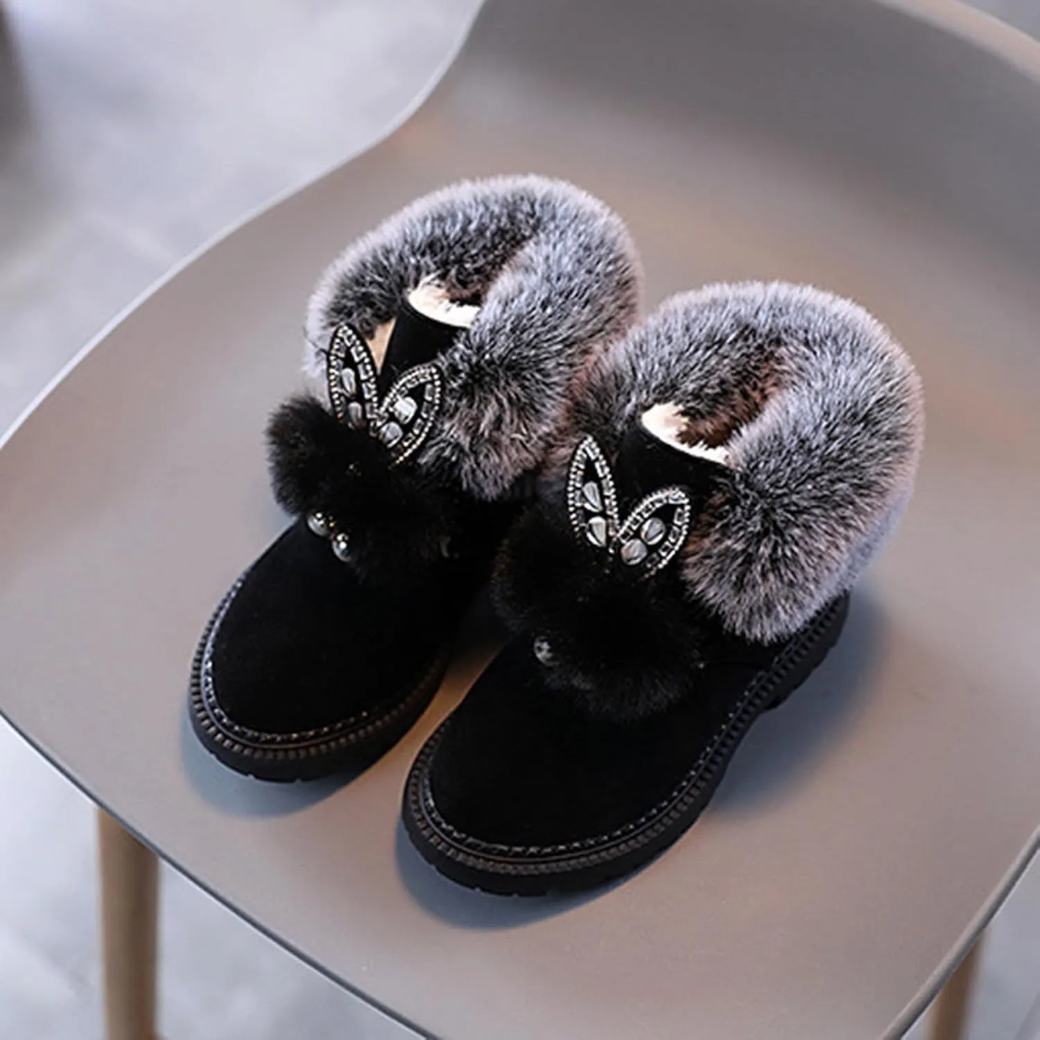 Kids Winter Boots Snow Boots for Girls Warm Winter Ankle Boots Cozy Fuzzy Non-Slip Comfortable Fashion Outdoor Boots