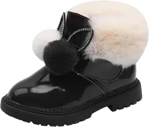 Kids Winter Boots Snow Boots for Girls Warm Winter Cozy Fuzzy Non-Slip Fashion Princess Faux Fur Lined Ankle Boots