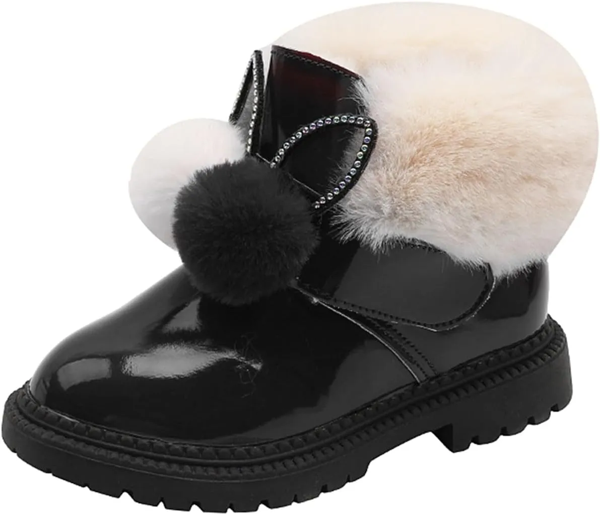 Kids Winter Boots Snow Boots for Girls Warm Winter Cozy Fuzzy Non-Slip Fashion Princess Faux Fur Lined Ankle Boots