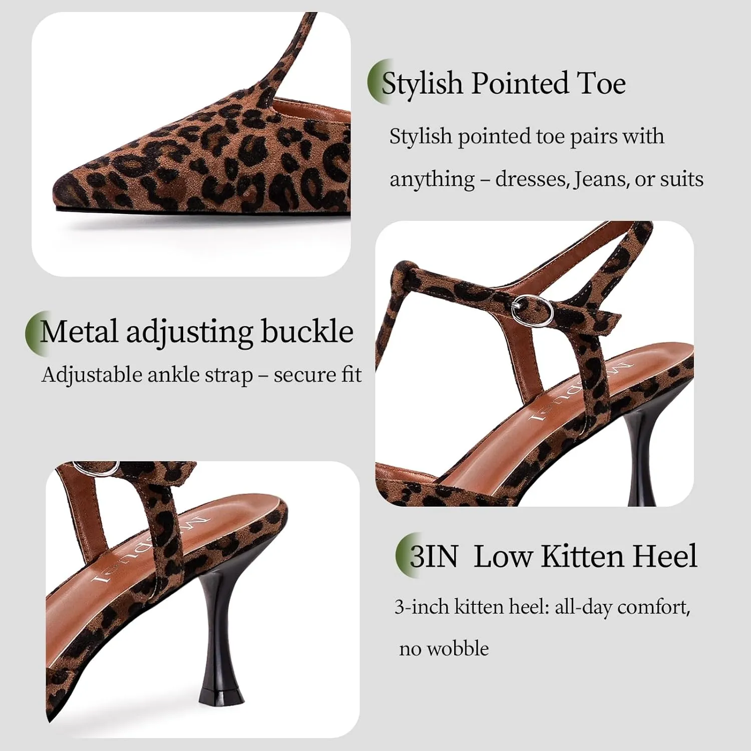 Kitten Heels for Women Pointed Closed Toe Pumps Ankle Strap Wedding Prom Stiletto Sandals Dress Shoes
