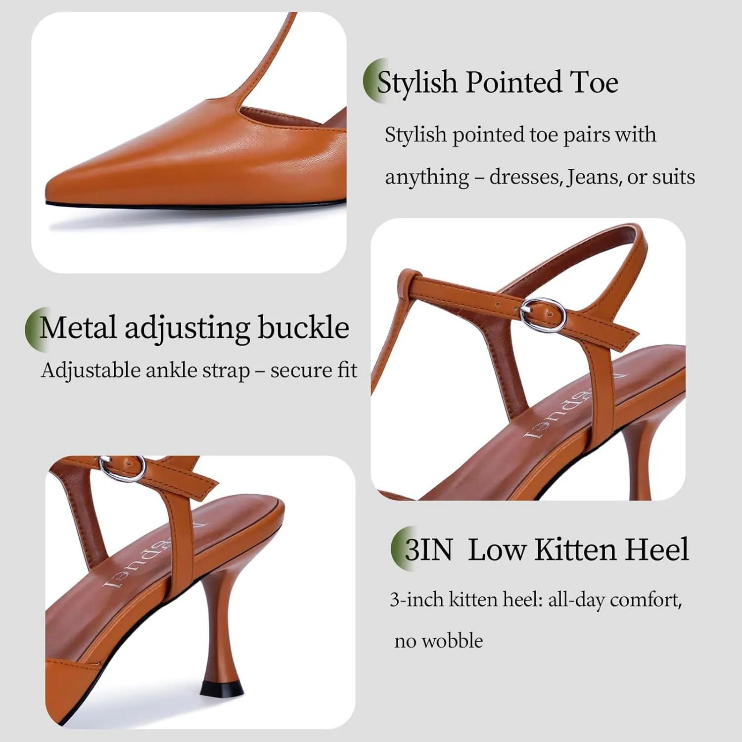 Kitten Heels for Women Pointed Closed Toe Pumps Ankle Strap Wedding Prom Stiletto Sandals Dress Shoes