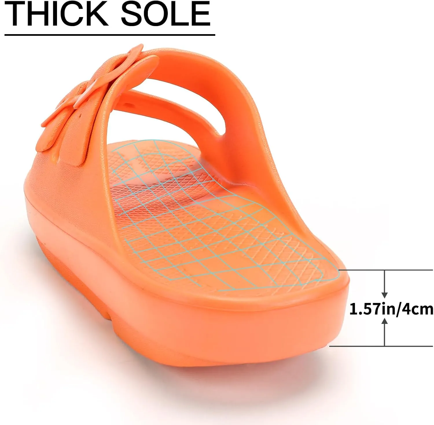 Kricely Women and Men Wide Width Recovery Sandals Plantar Fasciitis Arch Support Orthotic Slides Adjustable Double Buckle Thick Sole Slippers Reduces Stress on Feet Joints & Back Post-Exercise