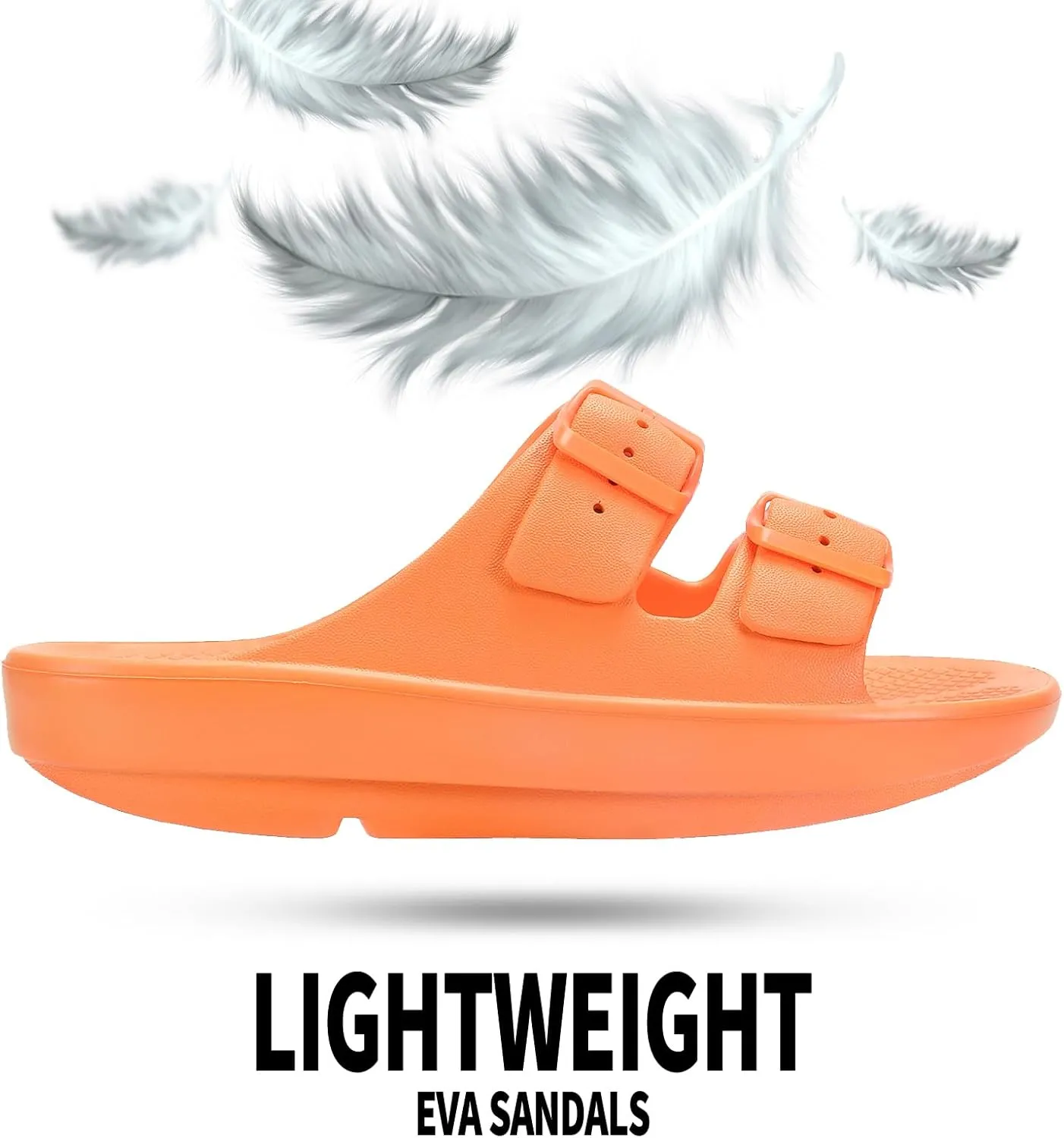 Kricely Women and Men Wide Width Recovery Sandals Plantar Fasciitis Arch Support Orthotic Slides Adjustable Double Buckle Thick Sole Slippers Reduces Stress on Feet Joints & Back Post-Exercise
