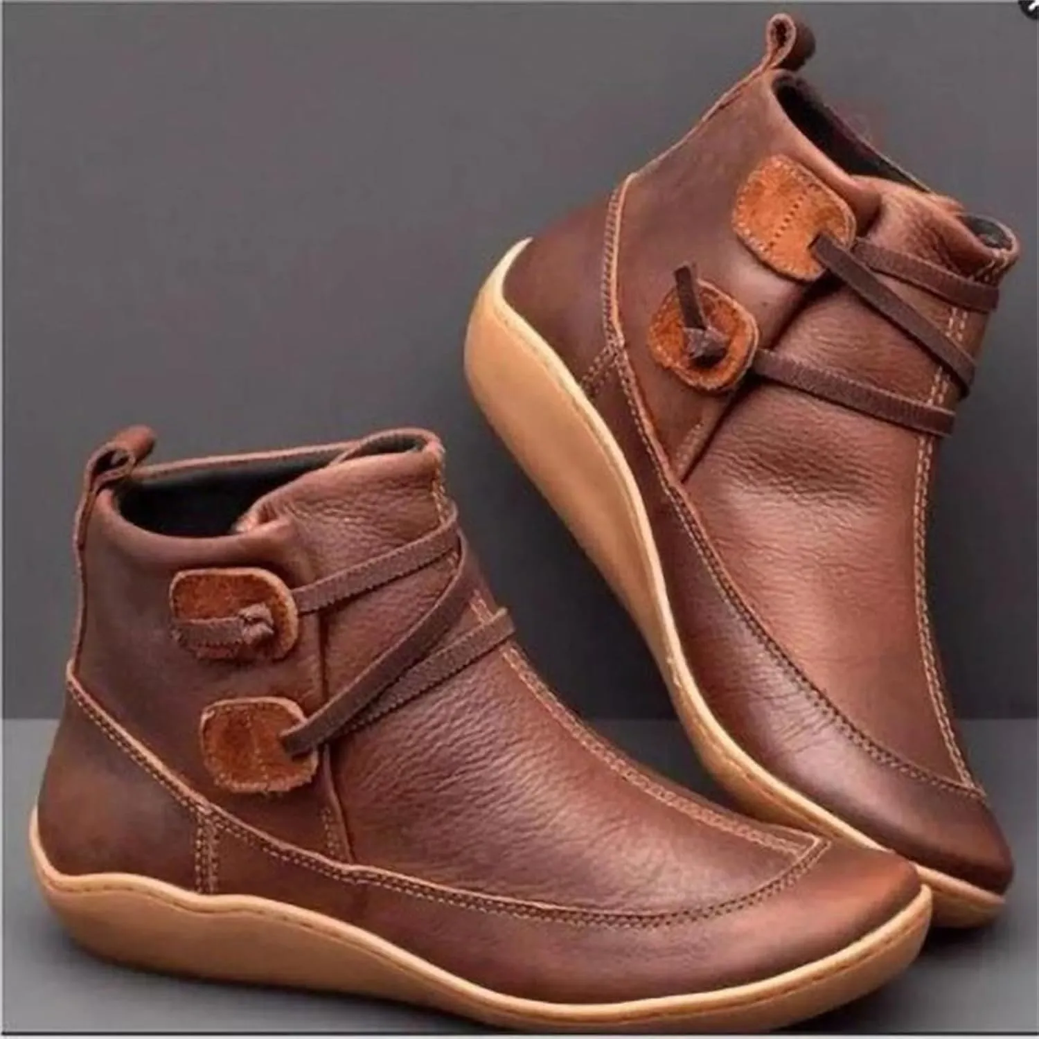 Ladmiple Cowgirl Boots Women Wide Calf Flat Heel Cowboy Western Ankle Short Booties Fashion High Top Combat Walking Shoes