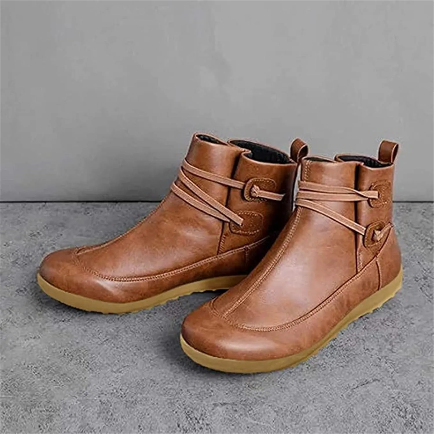 Ladmiple Cowgirl Boots Women Wide Calf Flat Heel Cowboy Western Ankle Short Booties Fashion High Top Combat Walking Shoes