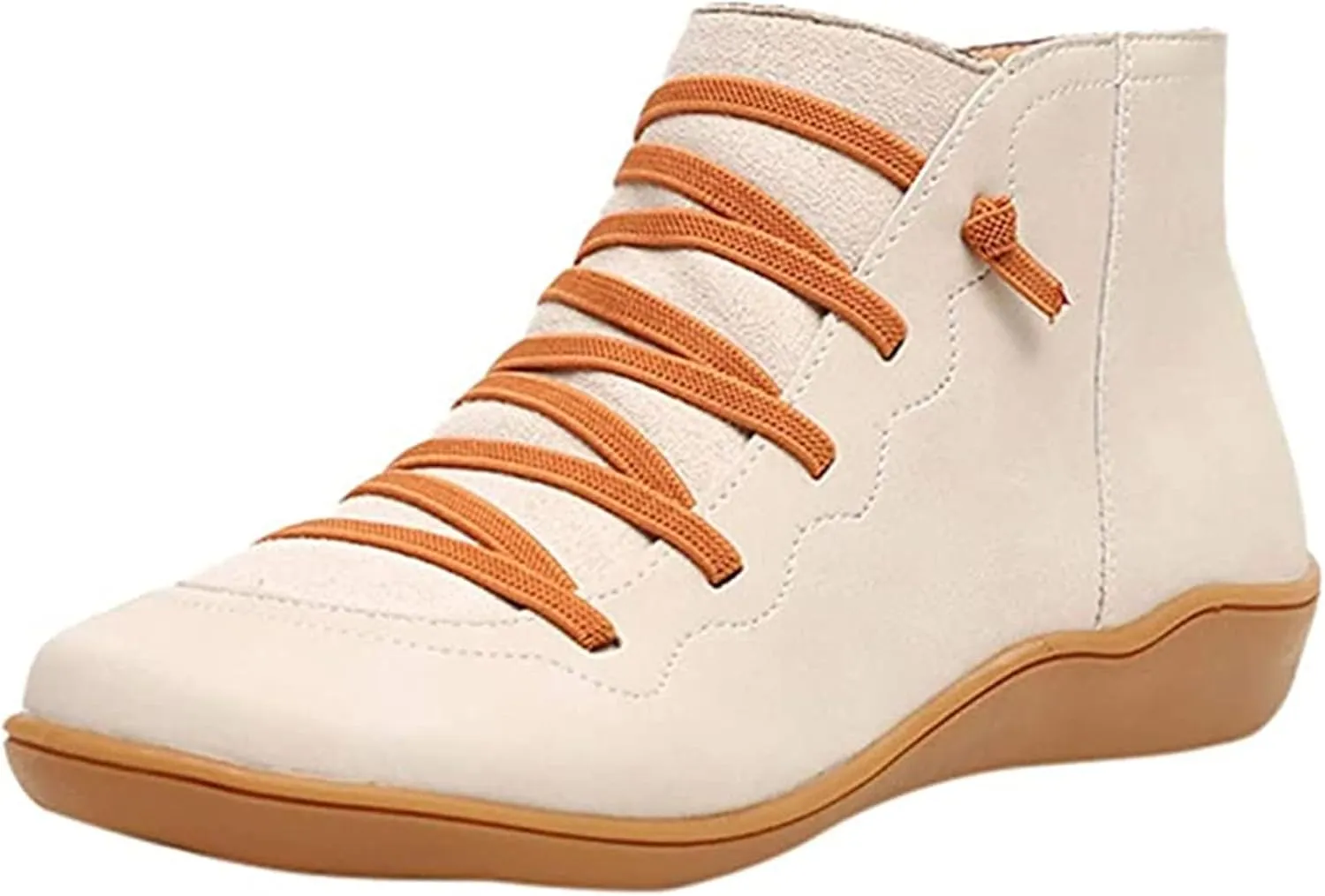 Lausiuoe Boots For Women Ankle Booties Flat Short Boots Side Zipper Shoes Western Casual Dressy Fashion Boot Pull-On