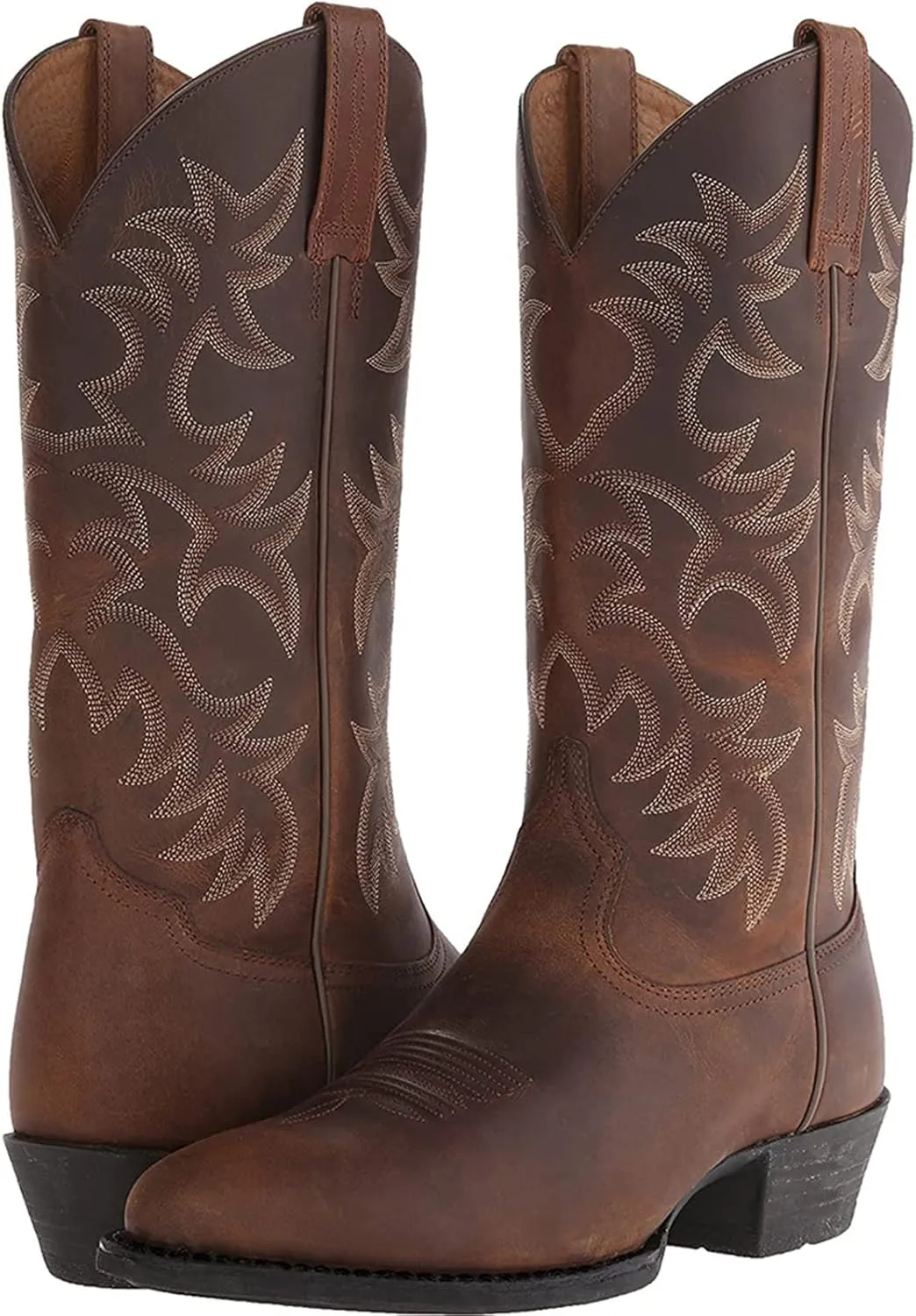 Lausiuoe Cowboy Boots For Women Mid Calf Cowgirl Western Boots Embroidery Low Heel Knee High Chunky Fall Booties 2022