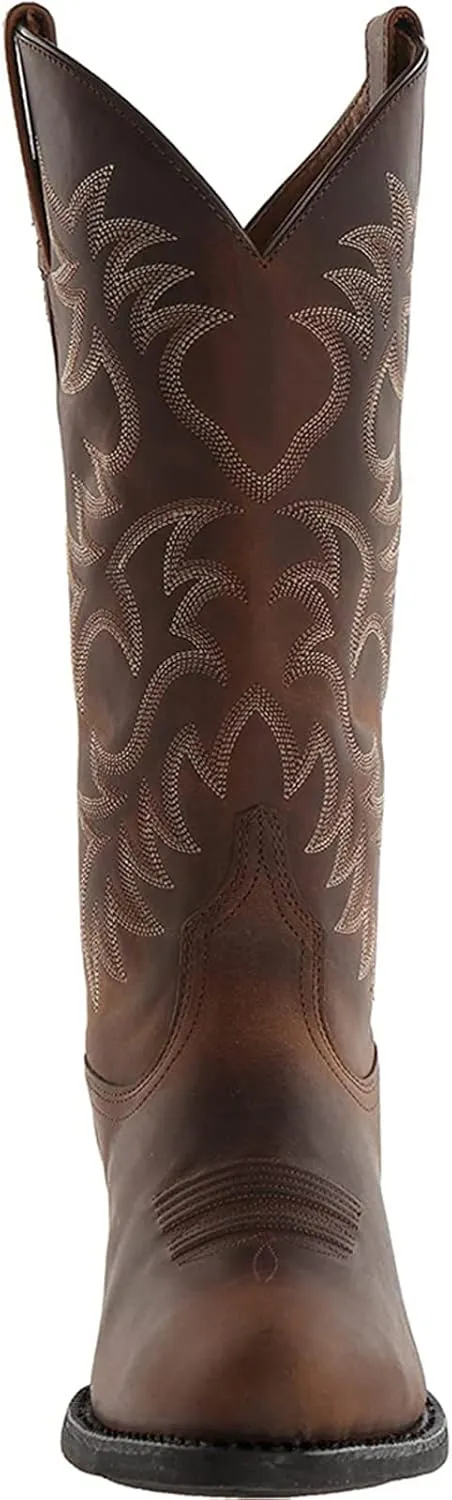 Lausiuoe Cowboy Boots For Women Mid Calf Cowgirl Western Boots Embroidery Low Heel Knee High Chunky Fall Booties 2022