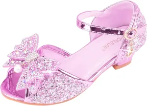Little Girls Dress Pumps Glitter Sequins Princess Low Heels Princess Dress Shoes Party Dance Shoes Rhinestone Sandals