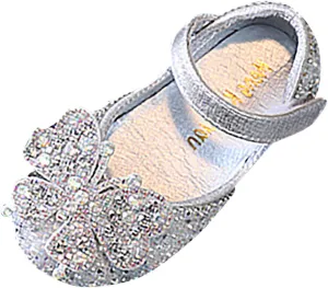 Little Girls Dress Shoes Mary Jane 𝗥hinestones Bow Flower Wedding Shoes Glitter Sequins Princess Ballet Flat𝘀