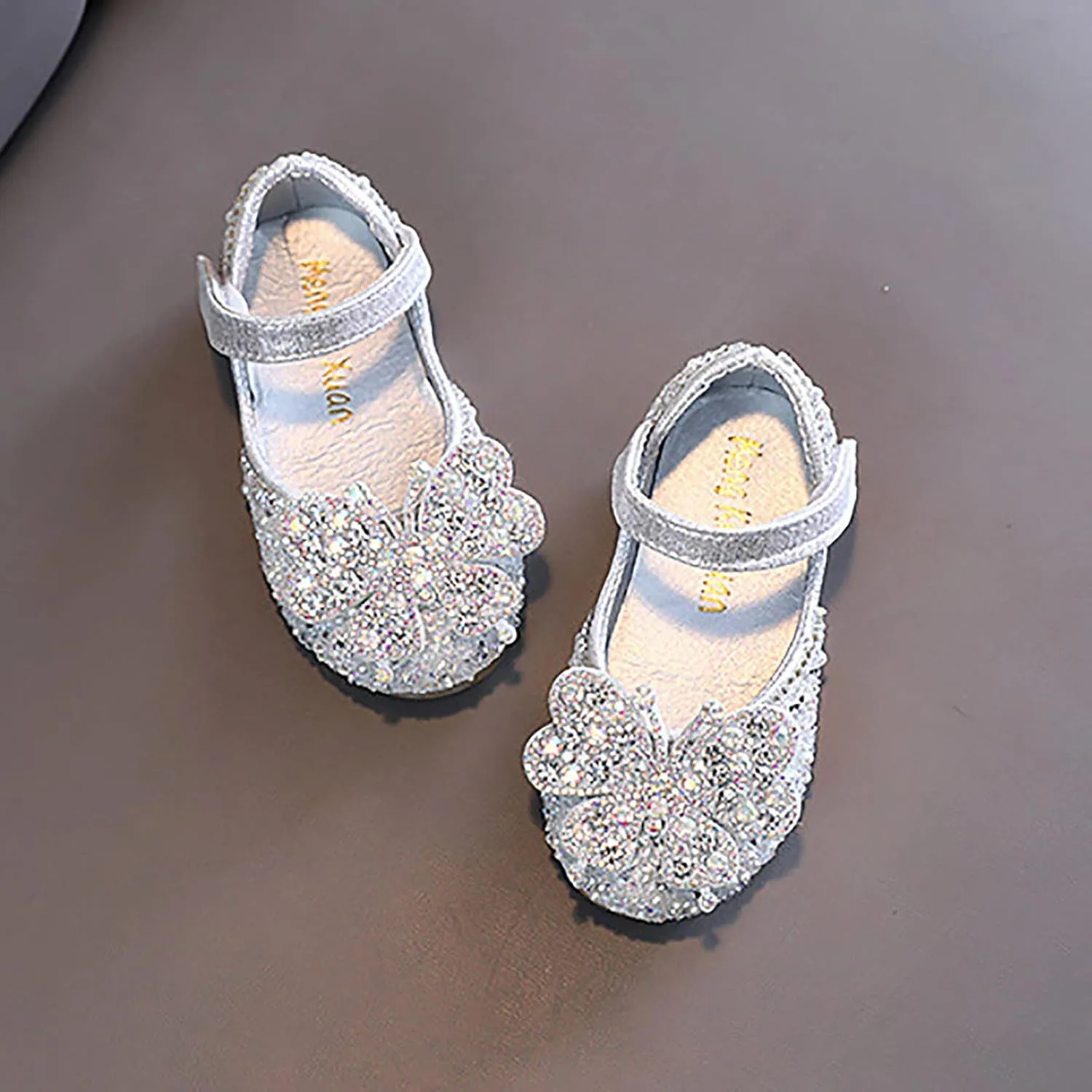 Little Girls Dress Shoes Mary Jane 𝗥hinestones Bow Flower Wedding Shoes Glitter Sequins Princess Ballet Flat𝘀