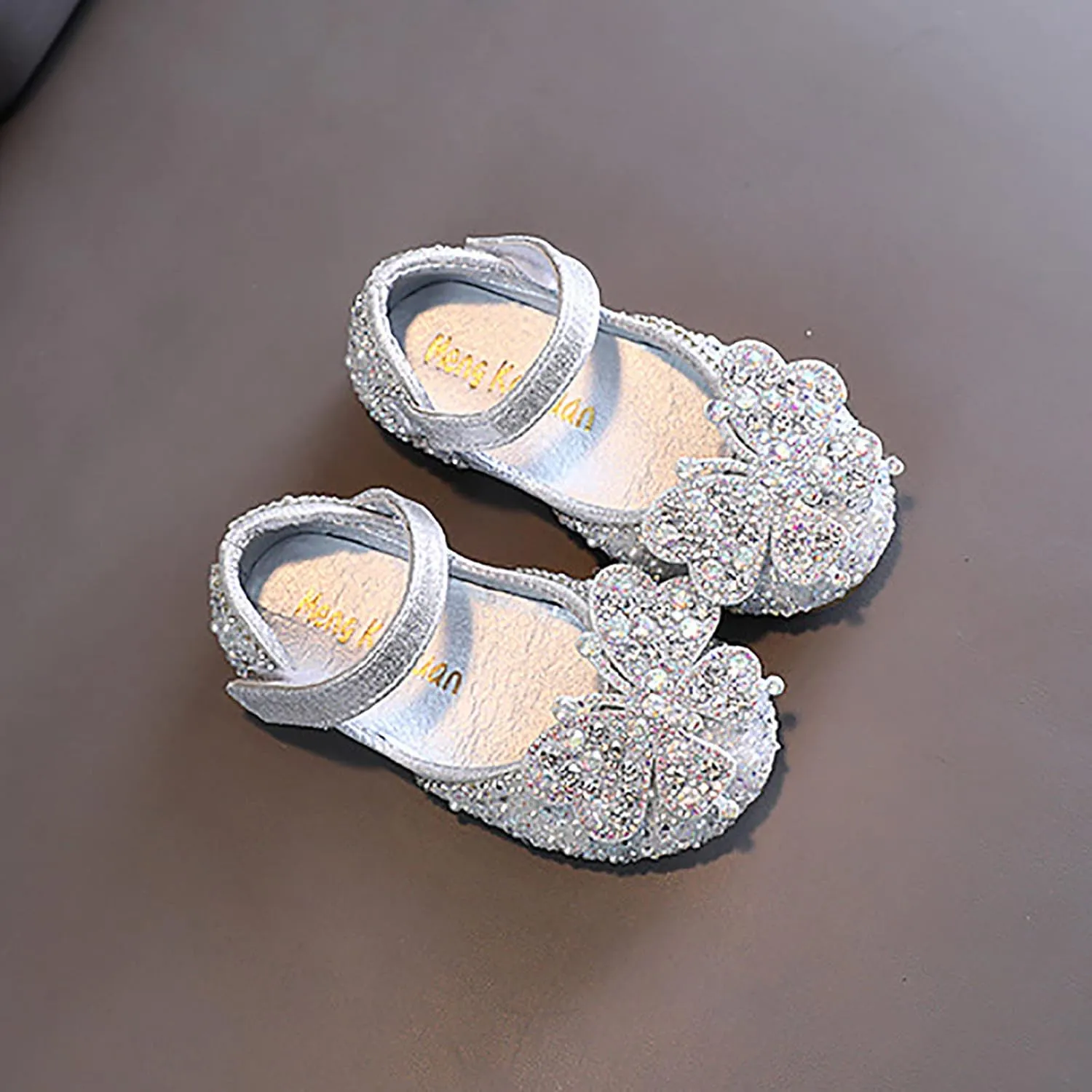 Little Girls Dress Shoes Mary Jane 𝗥hinestones Bow Flower Wedding Shoes Glitter Sequins Princess Ballet Flat𝘀