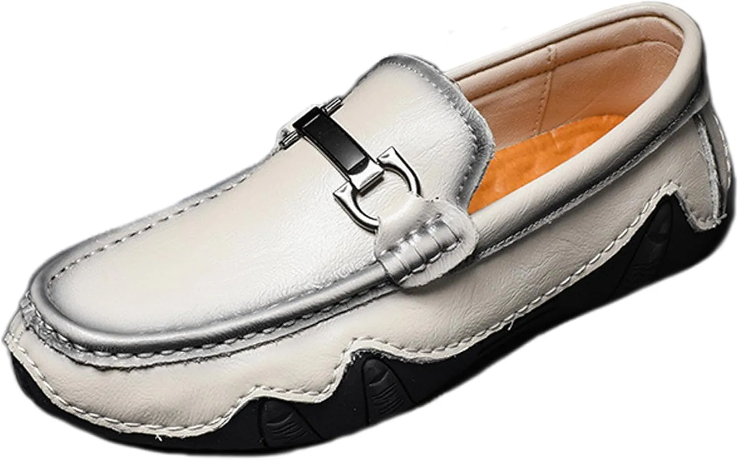 Men Genuine Leather Casual Slip on Moccasin Boat Shoe Softsole Handmade Breathable Non-Slip Comfortable Lightweight Fashion Driving Loafer