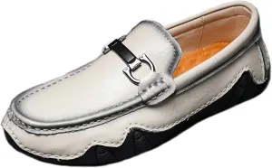 Men Genuine Leather Casual Slip on Moccasin Boat Shoe Softsole Handmade Breathable Non-Slip Comfortable Lightweight Fashion Driving Loafer