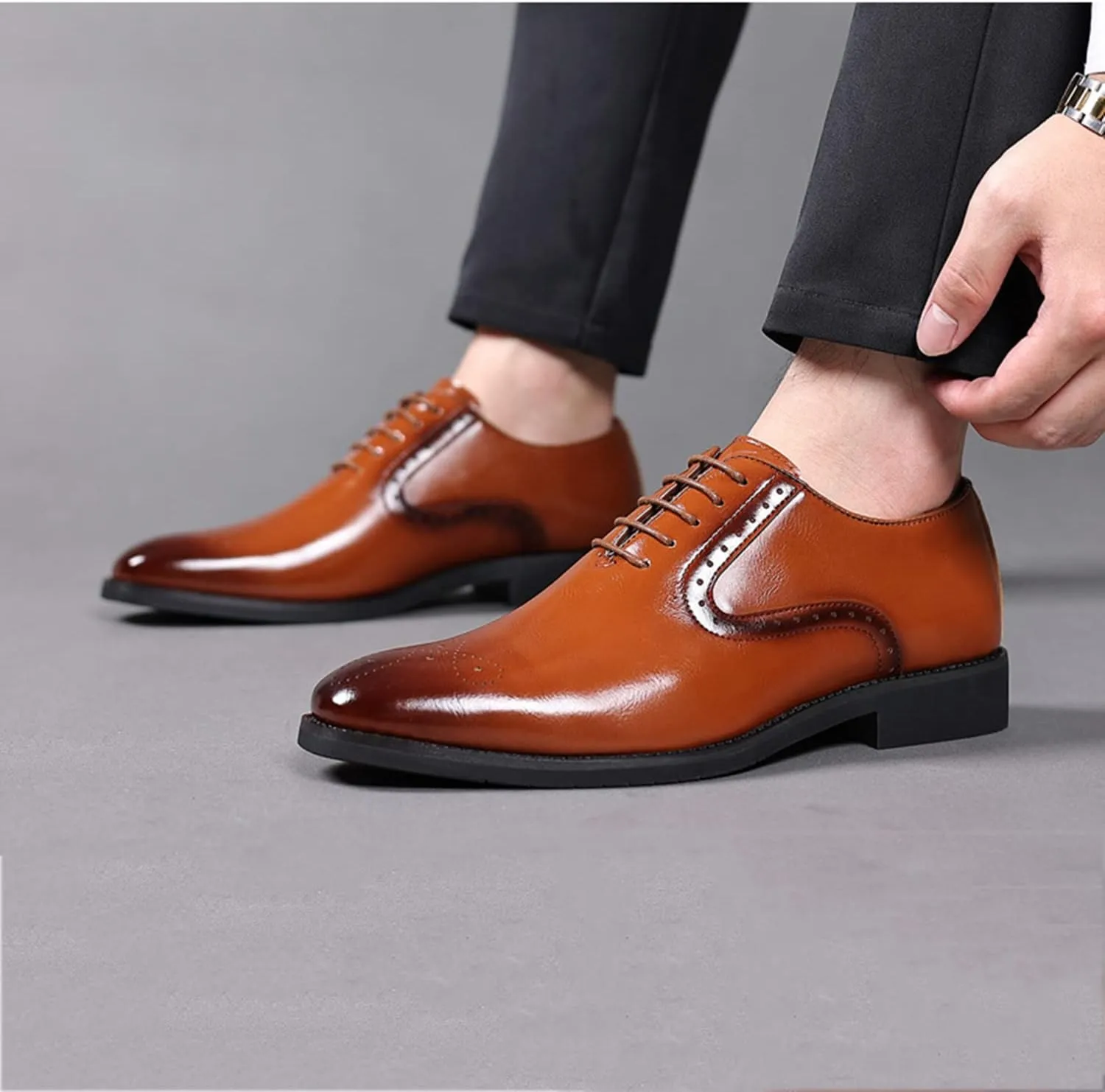 Men's Brogues Classic Dress Shoes Wingtip Business Shoes Modern Formal Derbys Lace-ups Office Wedding Oxford Shoes