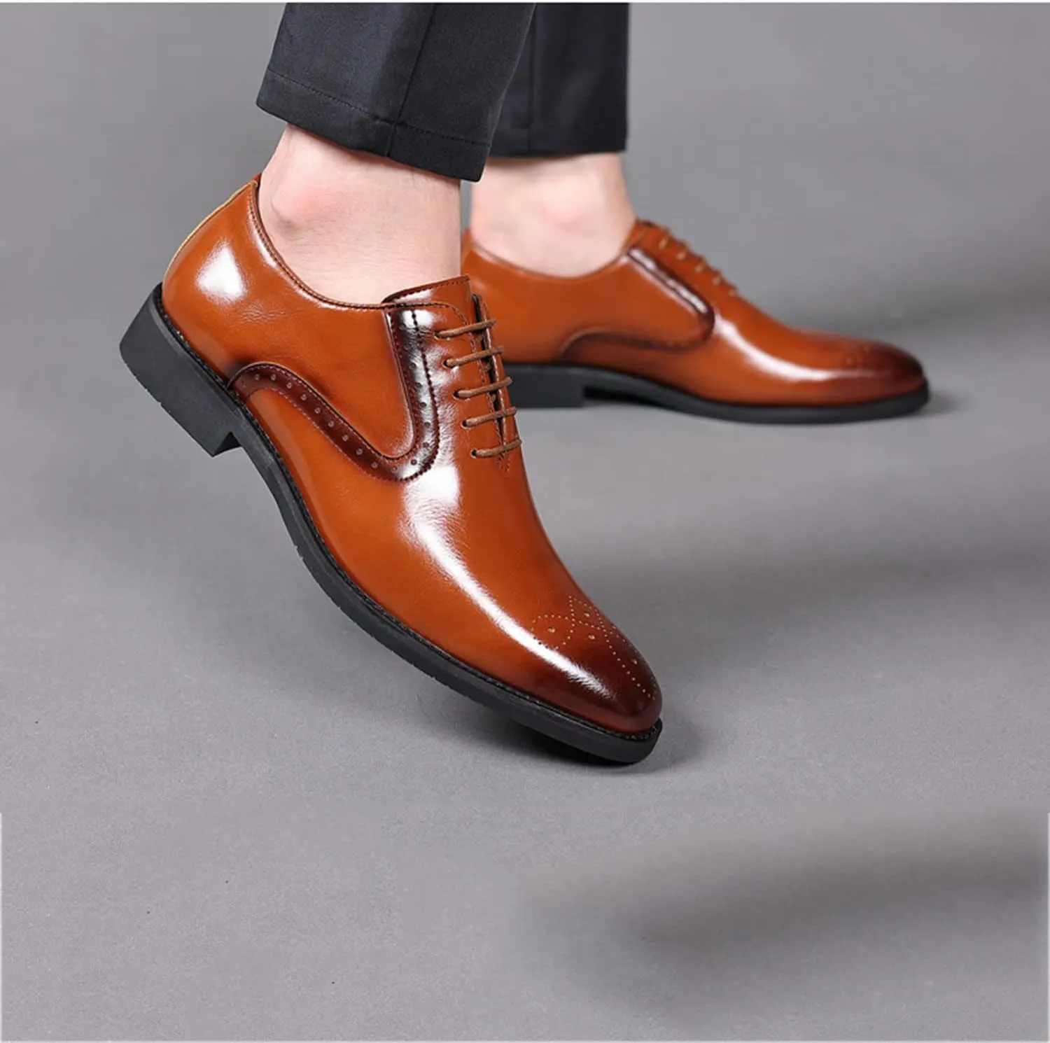 Men's Brogues Classic Dress Shoes Wingtip Business Shoes Modern Formal Derbys Lace-ups Office Wedding Oxford Shoes