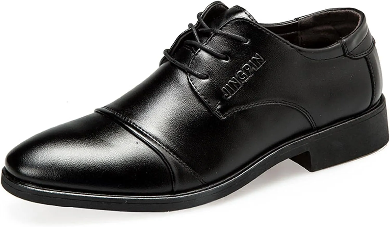 Men's Business Casual Shoes Size 15 Fashion Summer and Autumn Men Leather Shoes Low Heel Pointed Toe Lace Up Solid Color Simple British Style Men Dress Shoes Wide Width Black
