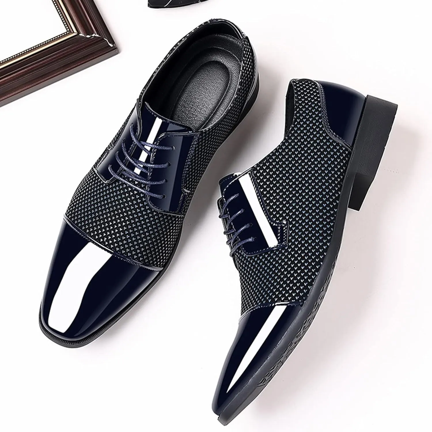 Mens Business Casual Slip On Shoes Classical Style Leather Shoes for Men Slip On PU Leather Low Rubber Sole Block Heel Work Men's Dress Shoes Loafers Leather