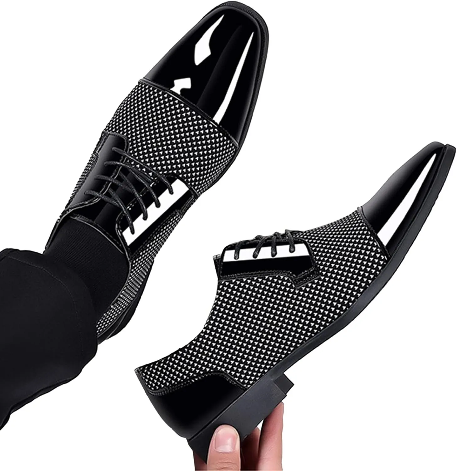 Mens Business Casual Slip On Shoes Classical Style Leather Shoes for Men Slip On PU Leather Low Rubber Sole Block Heel Work Men's Dress Shoes Loafers Leather