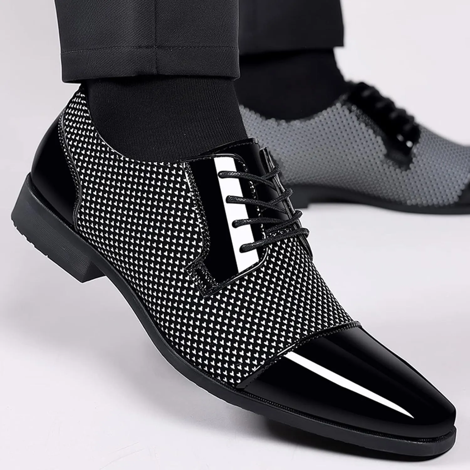 Mens Business Casual Slip On Shoes Classical Style Leather Shoes for Men Slip On PU Leather Low Rubber Sole Block Heel Work Men's Dress Shoes Loafers Leather