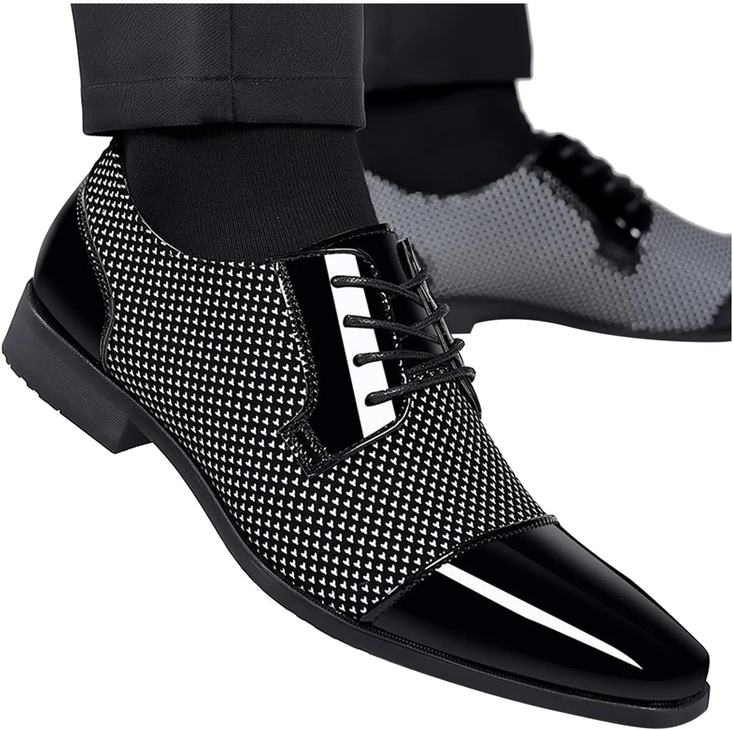 Mens Business Casual Slip On Shoes Classical Style Leather Shoes for Men Slip On PU Leather Low Rubber Sole Block Heel Work Men's Dress Shoes Loafers Leather