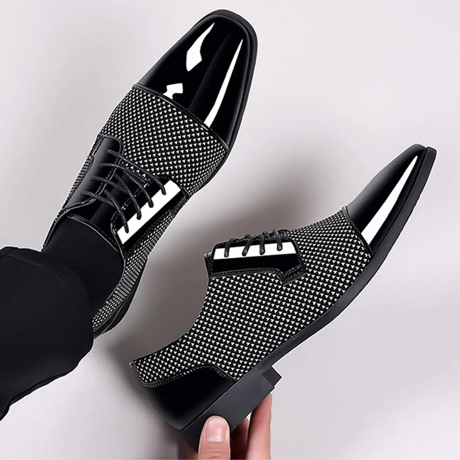 Mens Business Casual Slip On Shoes Classical Style Leather Shoes for Men Slip On PU Leather Low Rubber Sole Block Heel Work Men's Dress Shoes Loafers Leather