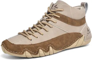 Men's Casual Leather Fashion Sneakers Ankle Chukka Boots Slip on Lightweight Loafers Walking Driving Shoes