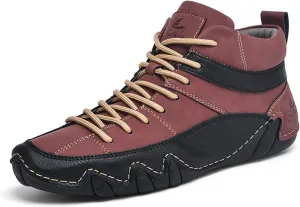 Men's Casual Leather Fashion Sneakers Ankle Chukka Boots Slip on Lightweight Loafers Walking Driving Shoes