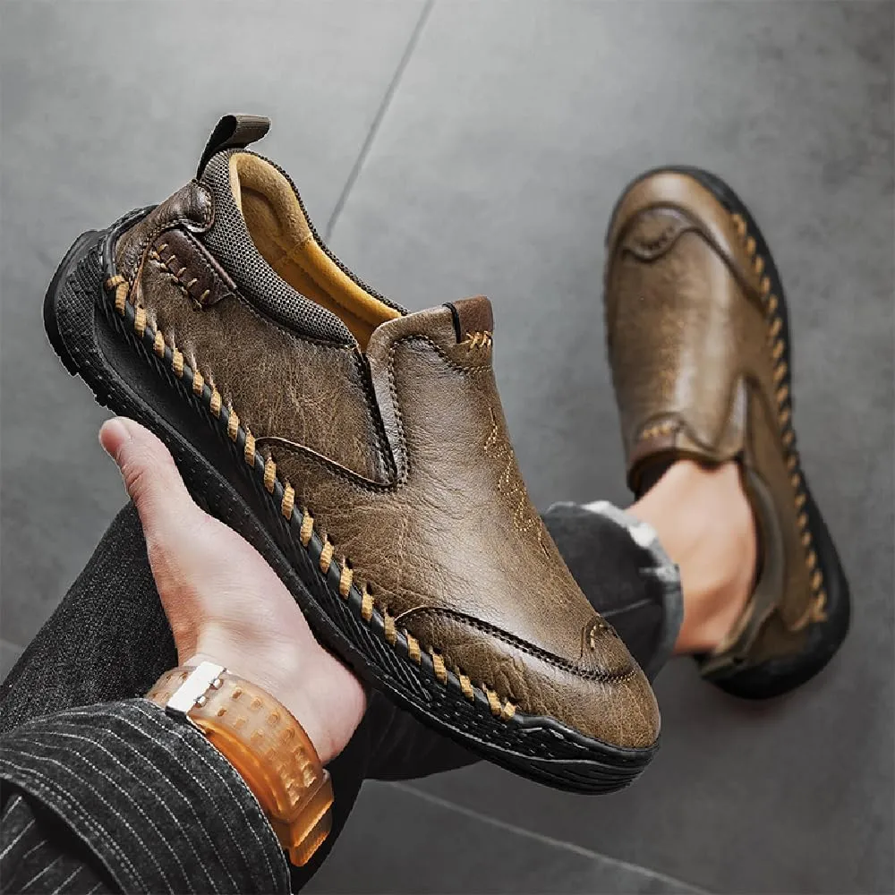 Mens Casual Leather Lightweight Loafers Outdoor Sole Walking Comfortable Soft Driving Shoes