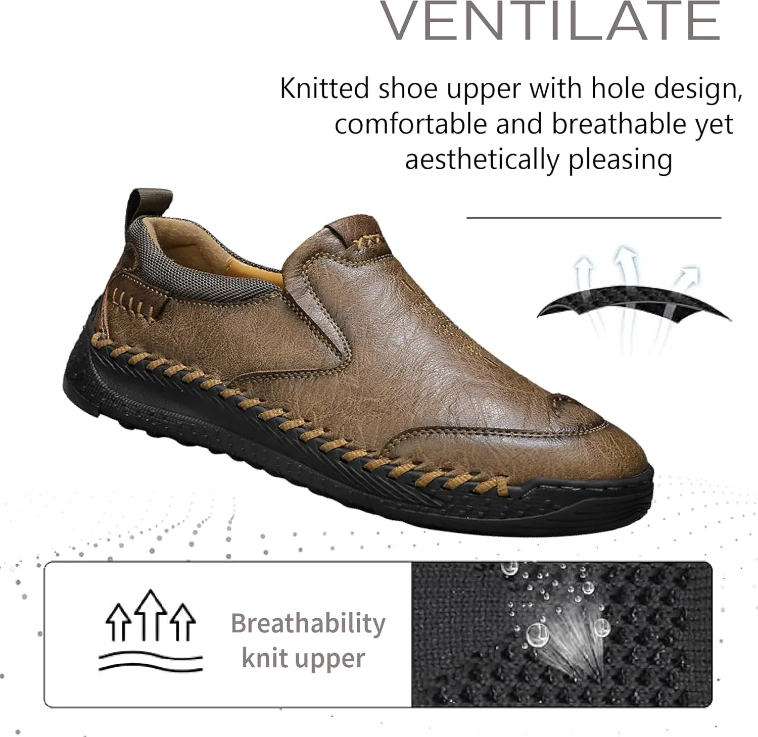 Mens Casual Leather Lightweight Loafers Outdoor Sole Walking Comfortable Soft Driving Shoes