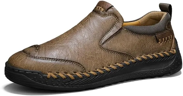 Mens Casual Leather Lightweight Loafers Outdoor Sole Walking Comfortable Soft Driving Shoes
