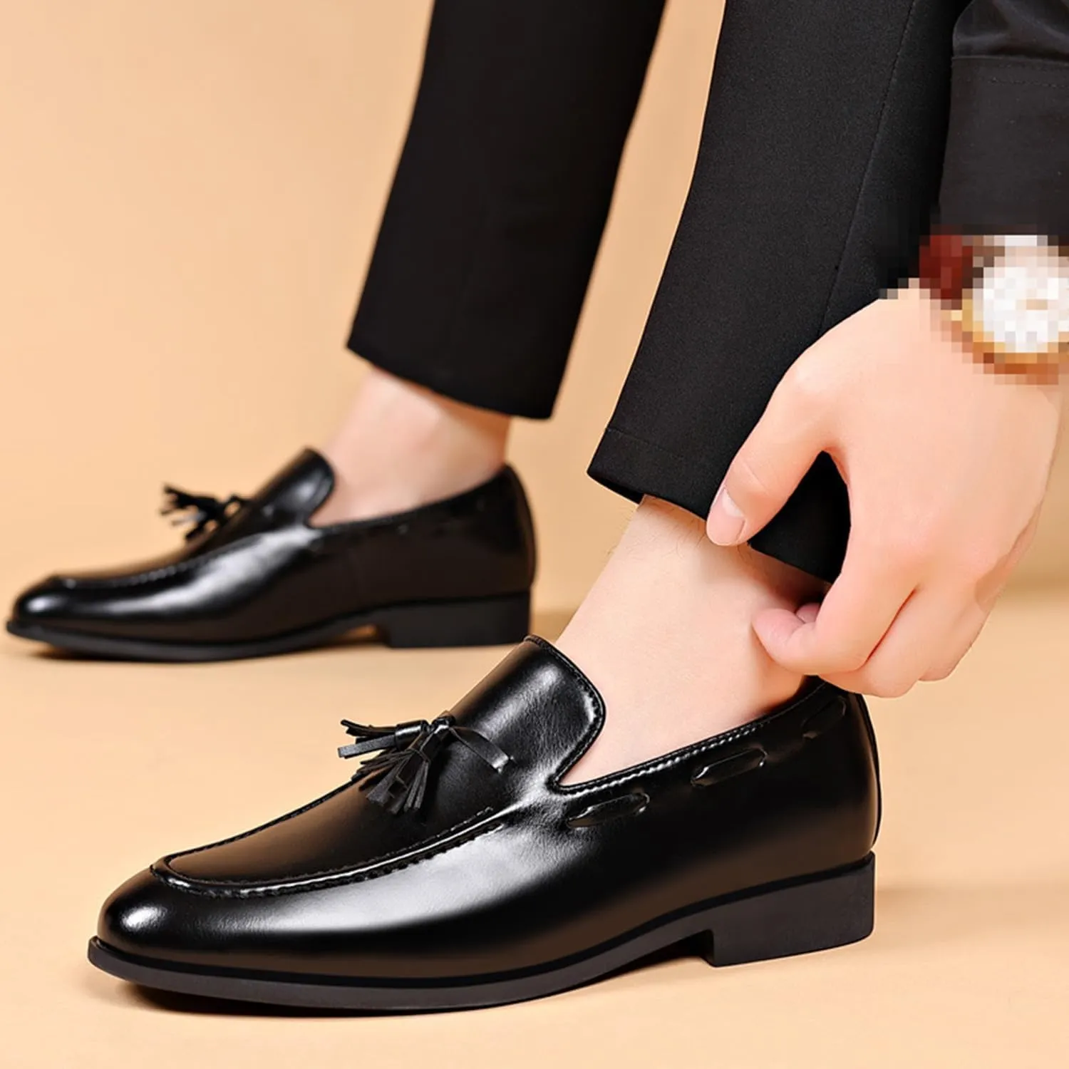 Men's Dress Loafers Oxfords Shoes Comfy Moccasin Slip-On Driving Flats Formal Business Shoes with Tassels