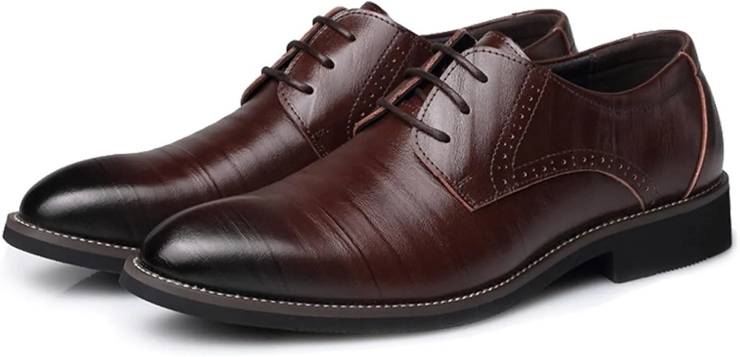 Men's Dress Shoe Slip On Classical Style Shoes for Men Slip On PU Leather Low Rubber Sole Block Heel Work Men's Italian Dress Shoes