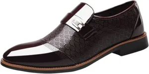 Mens Dress Shoes Comfortable Dress Business Shoes Classical Style Shoes for Men Slip On PU Leather Low Rubber Sole Block Heel Work Men's Dress Shoes Loafers Wide Width