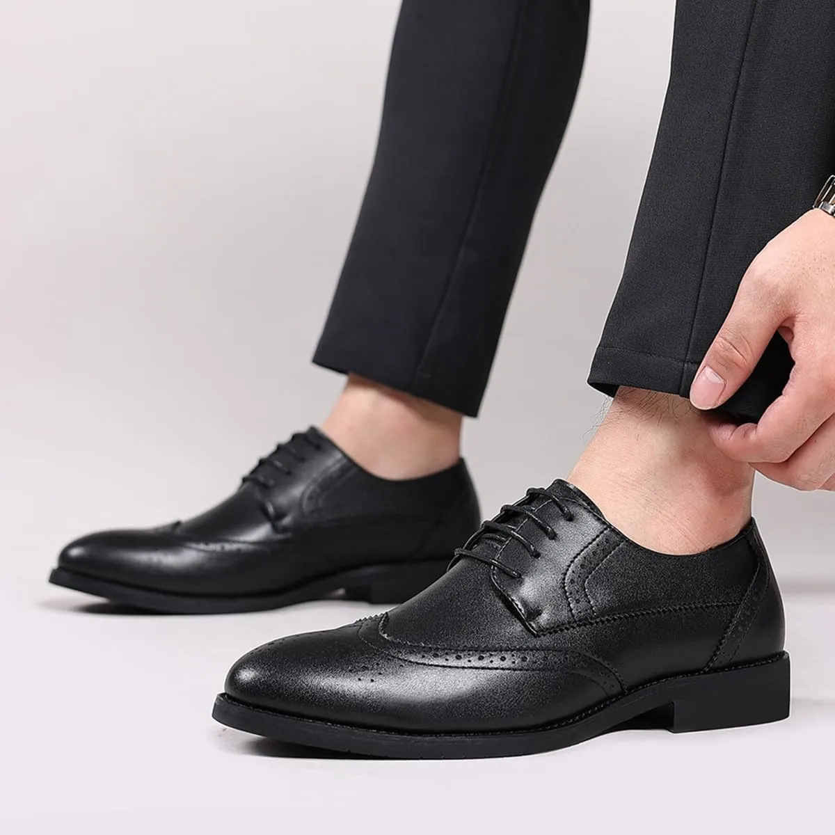 Men's Dress Shoes Formal Business Brogues Derbys Classic Lace Up Wingtip Oxford Shoes for Evening Uniform Party Work Office