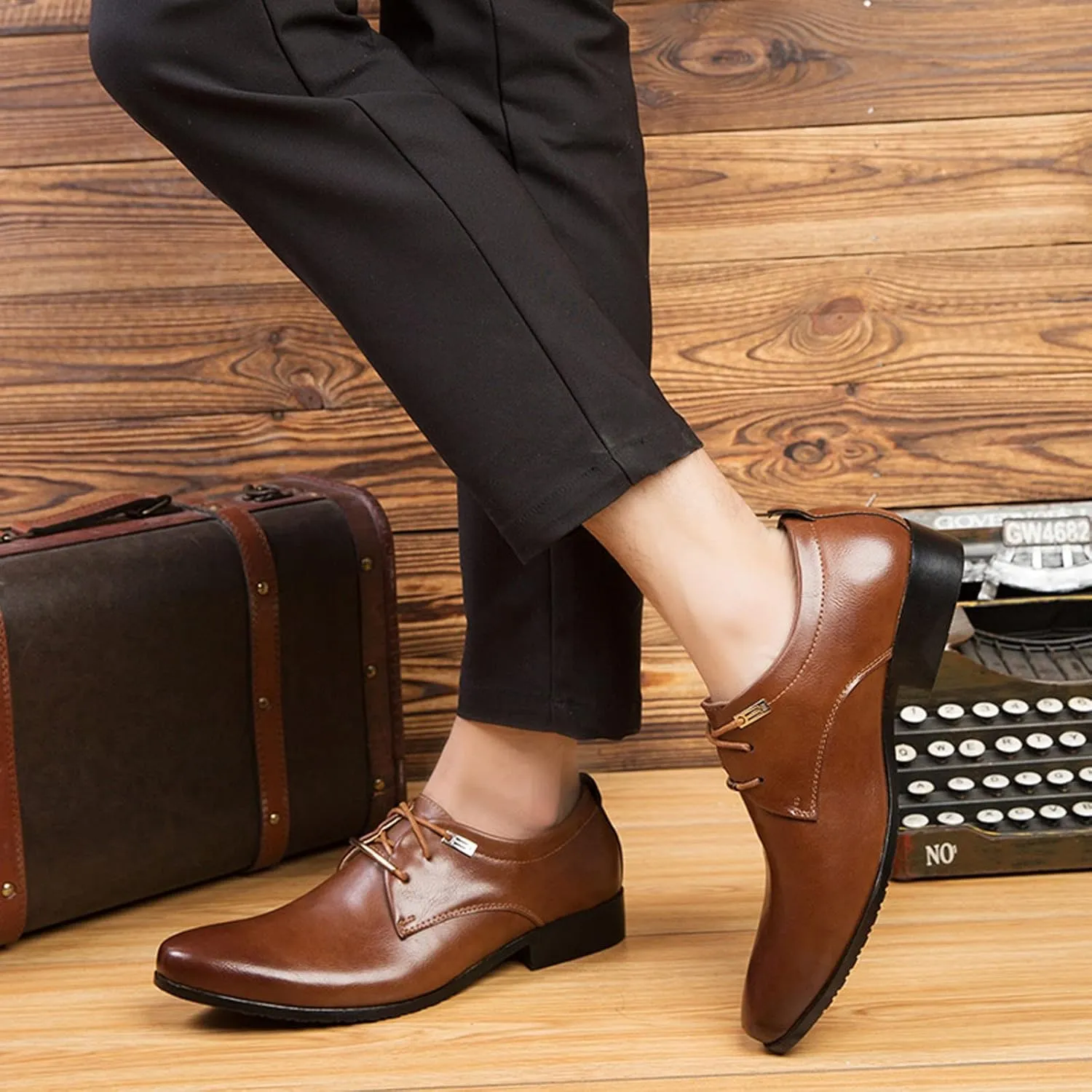 Men's Dress Shoes Loafers Black Fashion Style Men's Breathable Comfortable Business Lace Up Work Leisure Solid Color Leather Shoes Suede Dress Shoes